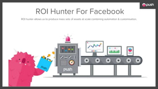 ROI Hunter For Facebook
ROI hunter allows us to produce mass sets of assets at scale combining automation & customisation.
 