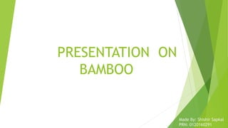 PRESENTATION ON
BAMBOO
Made By: Shishir Sapkal
PRN: 0120160291
 