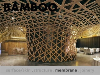 BAMBOO



surface/skin . structure . membrane . joinery
 