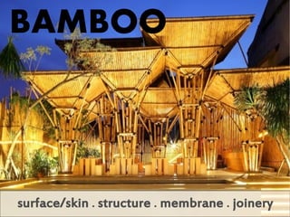 BAMBOO



surface/skin . structure . membrane . joinery
 