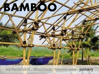 BAMBOO



surface/skin . structure . membrane . joinery
 