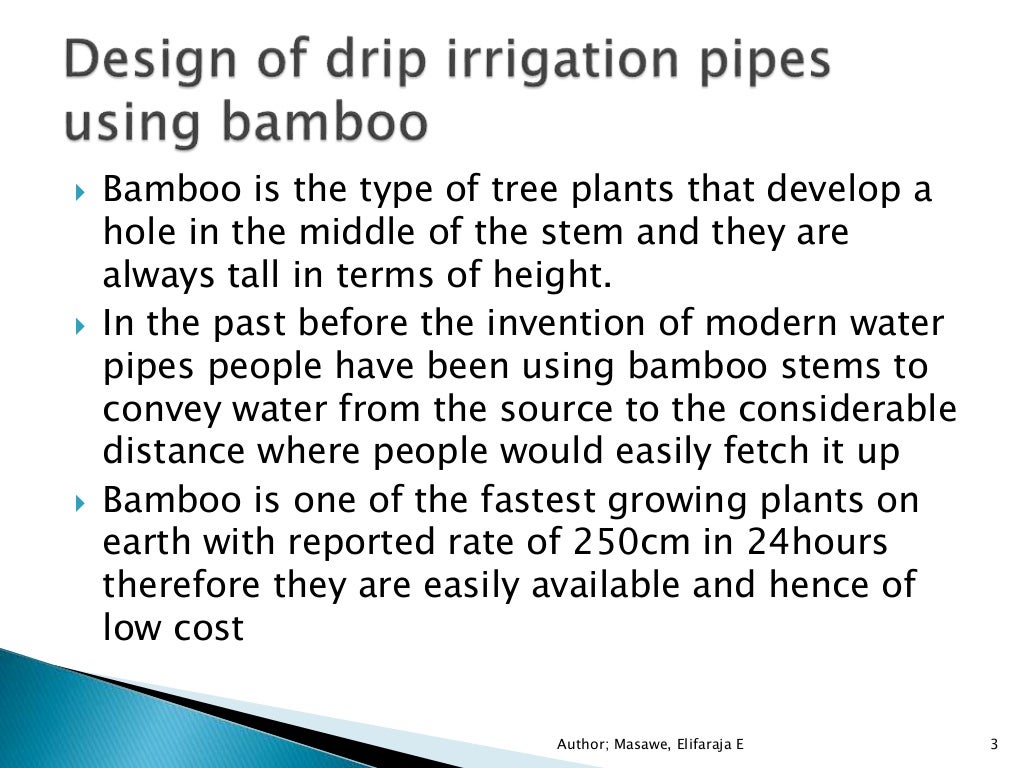 Bamboo drip irrigation pipes design