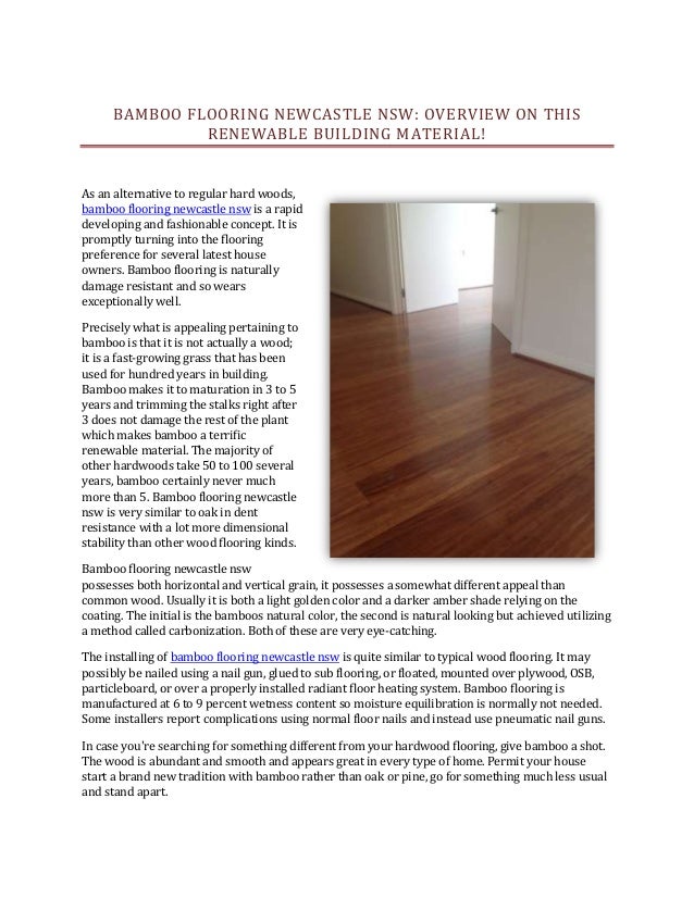 Bamboo Flooring Newcastle Nsw Overview On This Renewable Building
