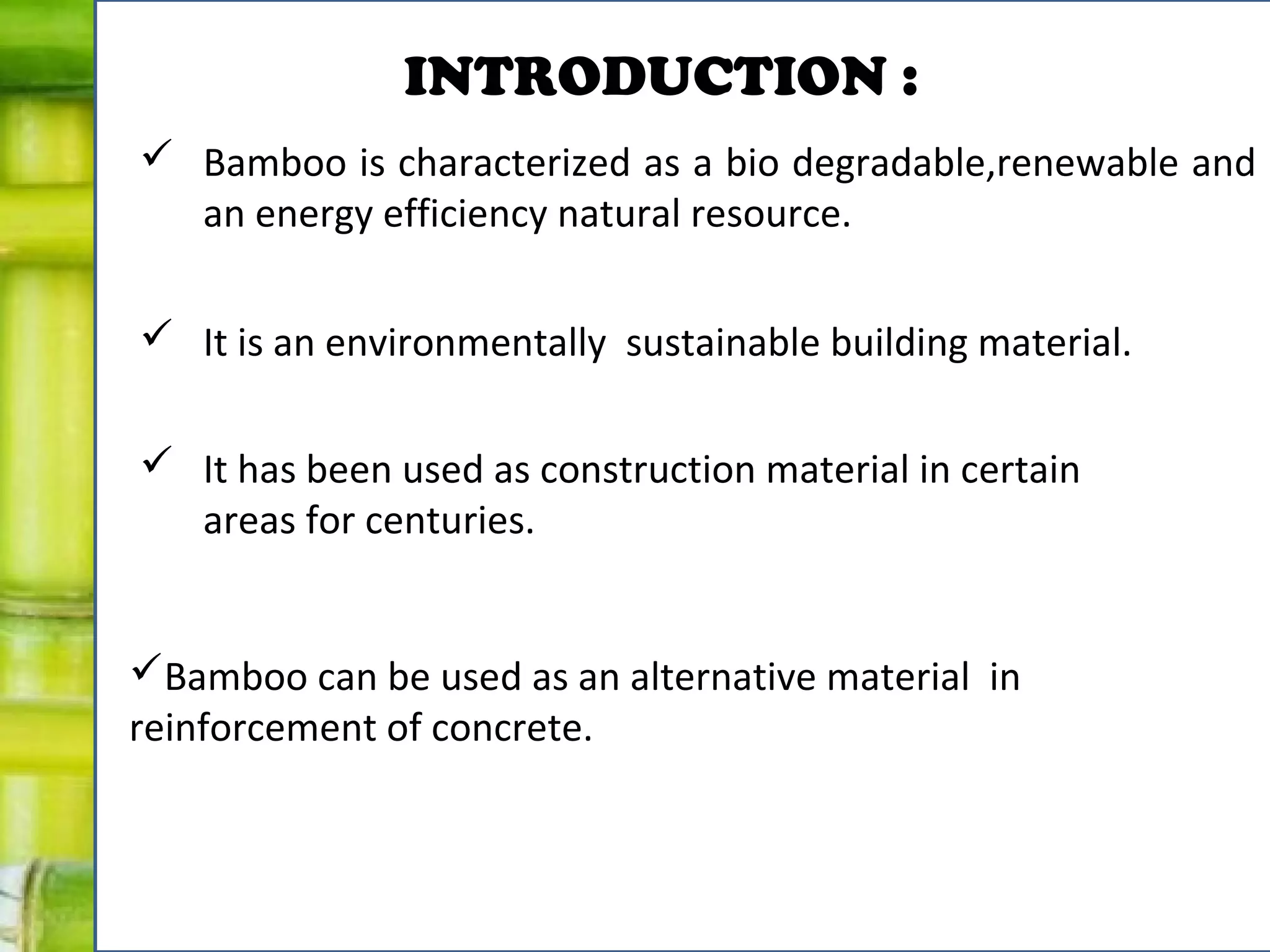 Bamboo reinforced concrete | PPT