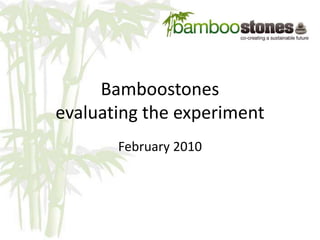 Bamboostones
evaluating the experiment
February 2010
 