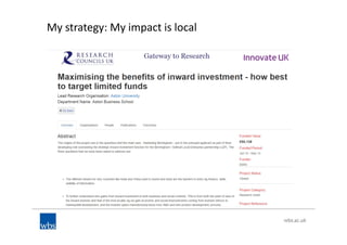 My strategy: My impact is local
 