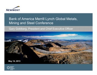 Bank of America Merrill Lynch Global Metals,
Mining and Steel Conference
May 14, 2013
Gary Goldberg, President and Chief Executive Officer
 