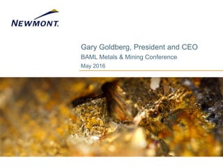 Gary Goldberg, President and CEO
BAML Metals & Mining Conference
May 2016
 