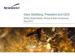 Gary Goldberg, President and CEO
BAML Global Metals, Mining & Steel Conference
May 2015
 