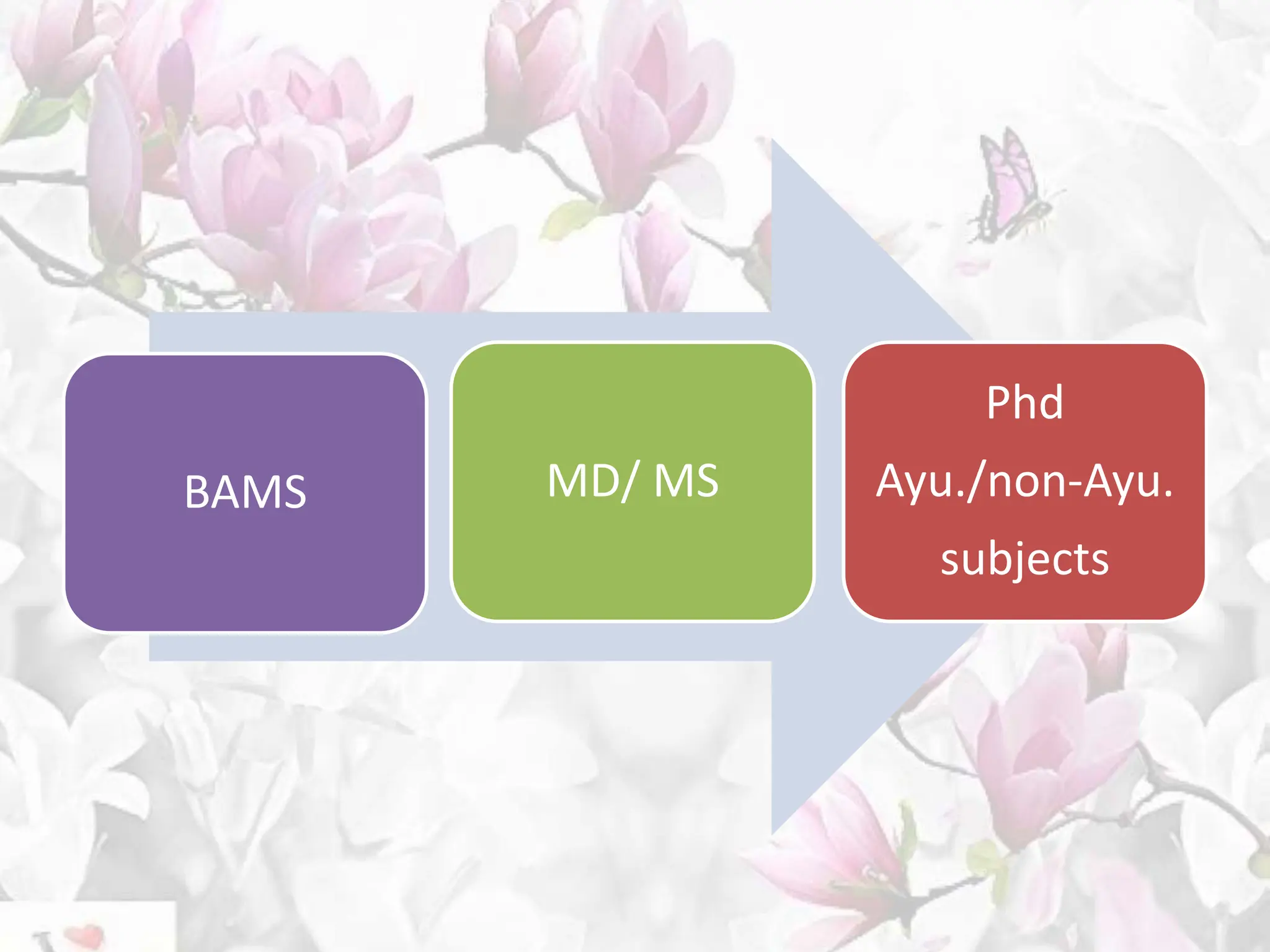 BAMS MD/ MS
Phd
Ayu./non-Ayu.
subjects
 