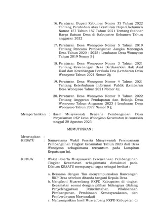 Musrenbangdes Penyusunan Rkp Desa Tahun Tahun 2024 Pdf