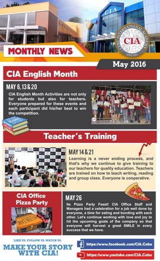Bản tin trường Anh ngữ CIA tháng 5-2016
