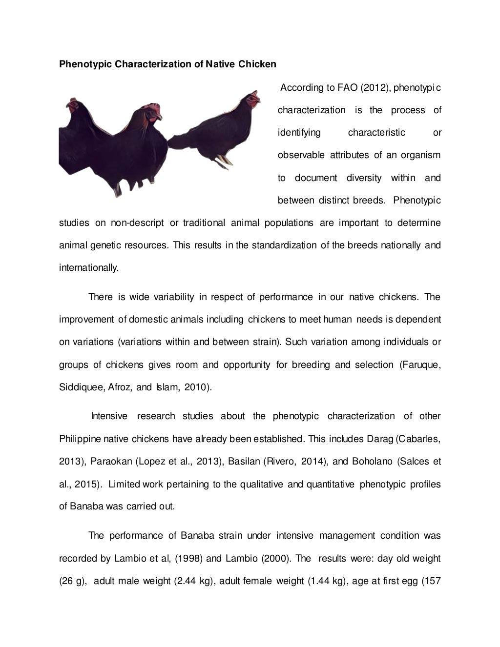 thesis title about native chicken