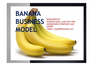 BANANA
BUSINESS
           DEVELOPED BY:
           SOTONYE ANGA, JUNE 6TH 1999,
           AGRIBUSINESS STRATEGIST AND
           EXPERT,

MODEL       EMAIL: anga4000@yahoo.com
 