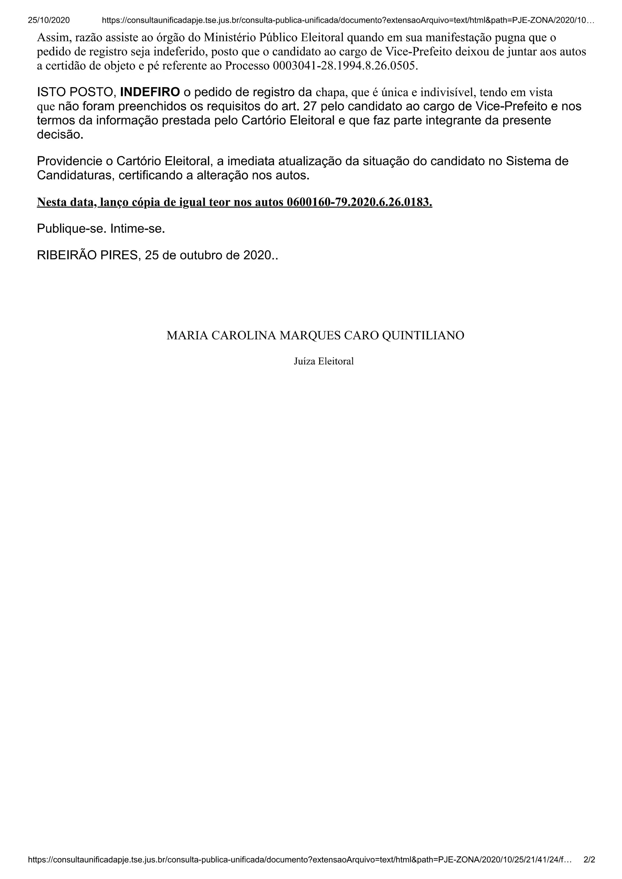 Banana e Carverna tem candidatura indeferidas para prefeito e vice em Ribeirão Pires