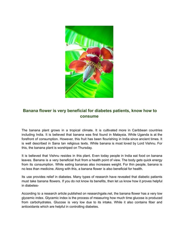 Banana flower for diabetes patients,
