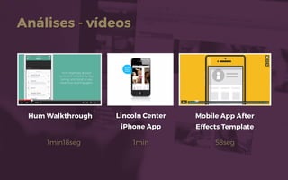 Análises - vídeos
Hum Walkthrough Lincoln Center
iPhone App
1min 58seg1min18seg
Mobile App After
Effects Template
 