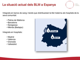 La situació actual dels BLM a Espanya
Integrats en bancs de sang i teixits que distribueixen la llet materna als hospitals...