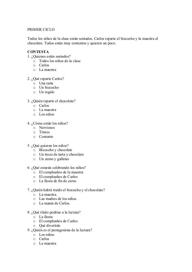 Lecturas Ciclo Primer Primaria Banco De LUpjSGqzMV