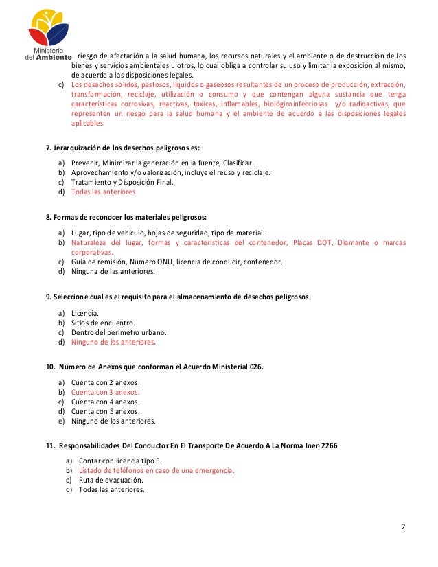 Banco De Preguntas Para Examen De Ecuador Ambiental