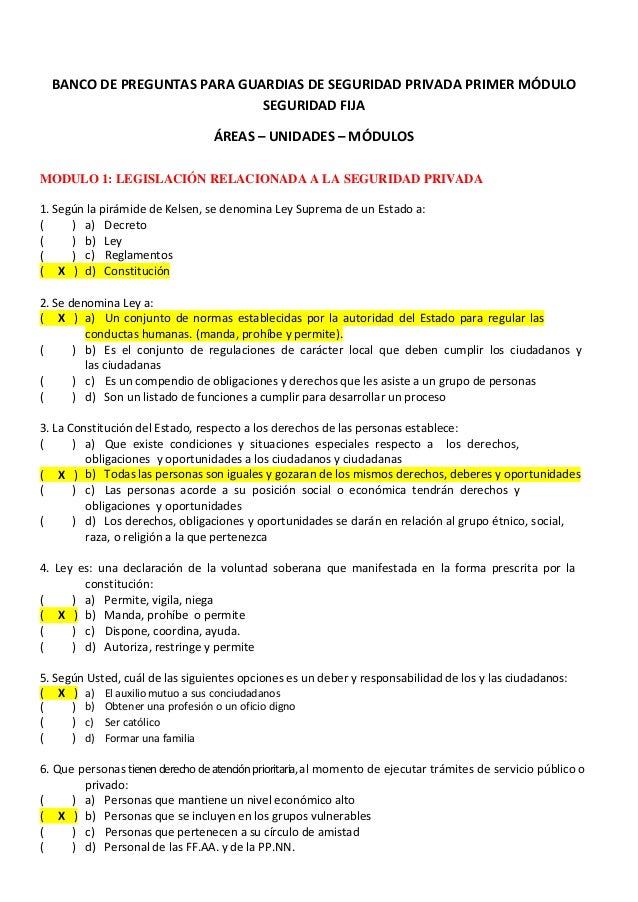 Banco De Preguntas Actualizado Para Agentes De Seguridad