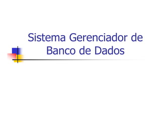 Sistema Gerenciador de
    Banco de Dados
 