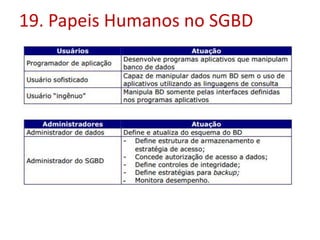 19. Papeis Humanos no SGBD
 