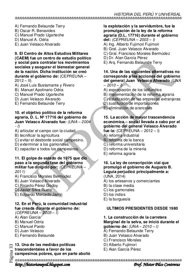 Banco De Preguntas De Historia Unap Actualizado 2015