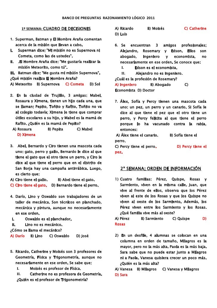 preguntas de logica con respuesta pdf banco de preguntas razonamiento l 243 gico 2011 preguntas de logica con respuesta pdf banco de preguntas razonamiento l 243 gico 2011