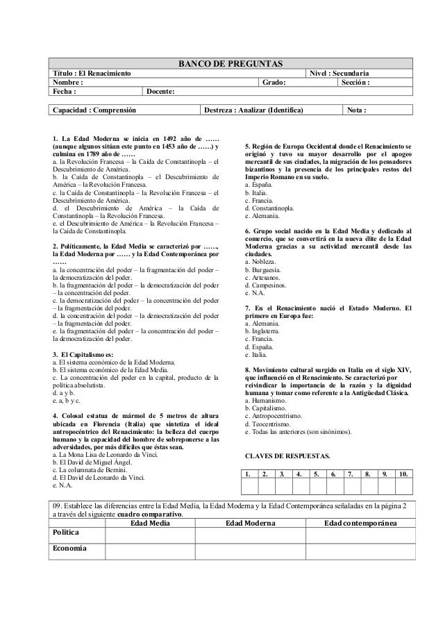 preguntas historia contemporanea banco de preguntas el renacimiento preguntas historia contemporanea banco de preguntas el renacimiento