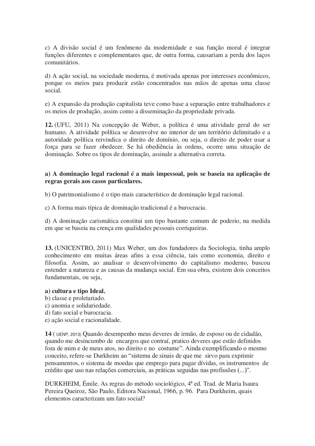 Banco de questões de sociologia