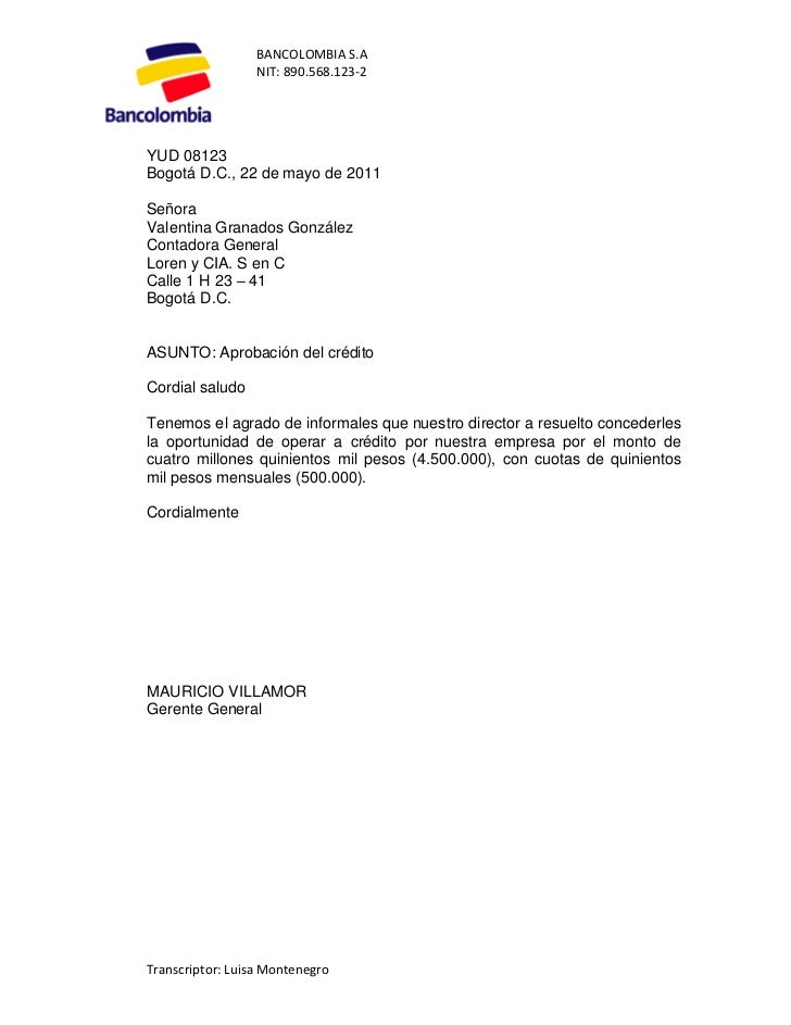 Carta De Credito Bancolombia - New Sample g