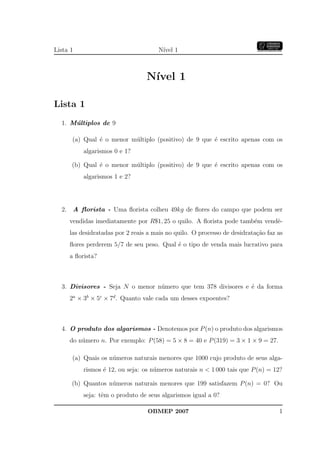 Banco Questoes 2007 Da Obmep