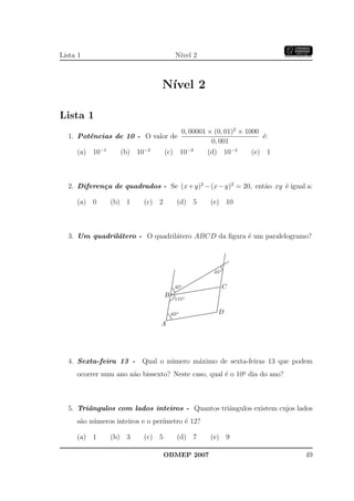 Banco Questoes 2007 Da Obmep
