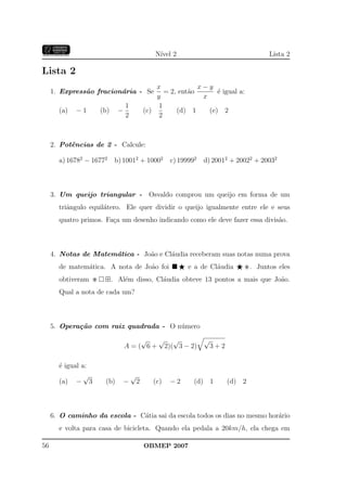 Banco Questoes 2007 Da Obmep