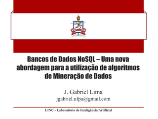 Bancos de Dados NoSQL – Uma nova
abordagem para a utilização de algoritmos
        de Mineração de Dados

                     J. Gabriel Lima
                jgabriel.ufpa@gmail.com

         LINC - Laboratório de Inteligência Artificial
 