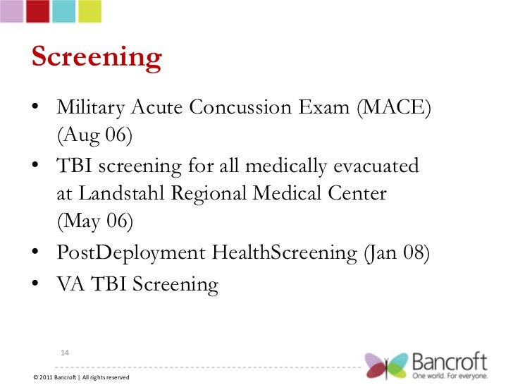 Screening • Military Acute Concussion