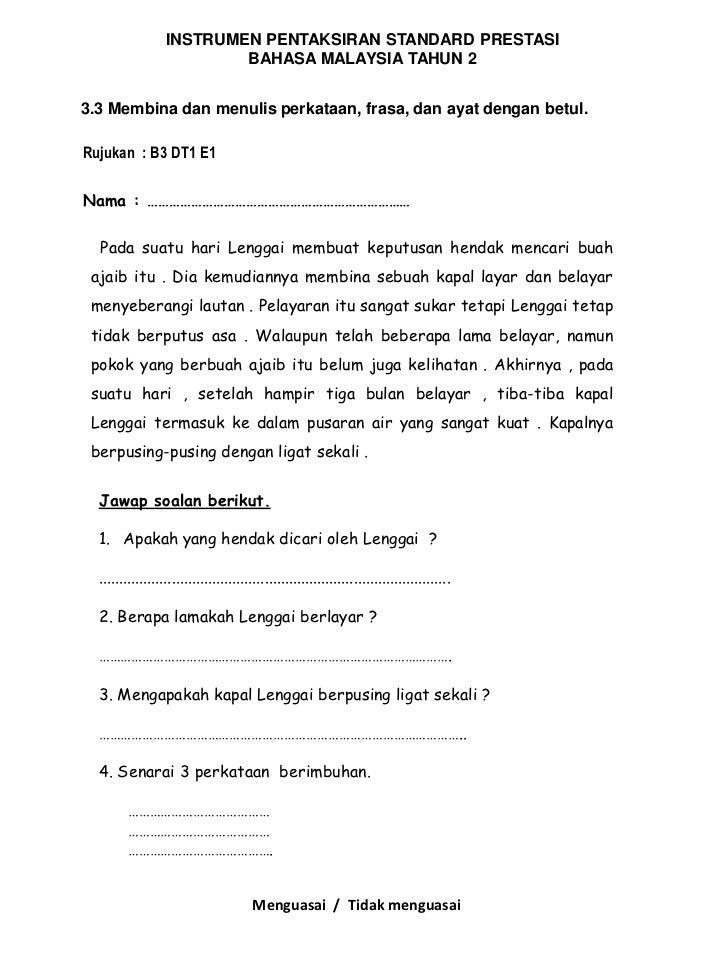 Band 3 B.Melayu Tahun 2