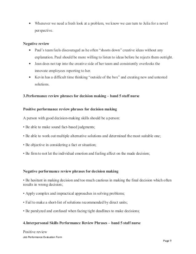 Band 5 staff nurse performance appraisal