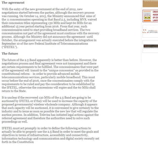 The future of the 2.5 GHz band in Mexico. 