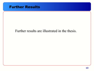 13
Further Results
Further results are illustrated in the thesis.
 
