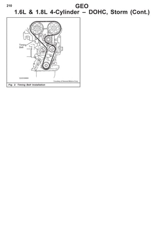 210 GEO
1.6L & 1.8L 4-Cylinder – DOHC, Storm (Cont.)
Fig. 2: Timing Belt Installation
Courtesy of General Motors Corp.
 
