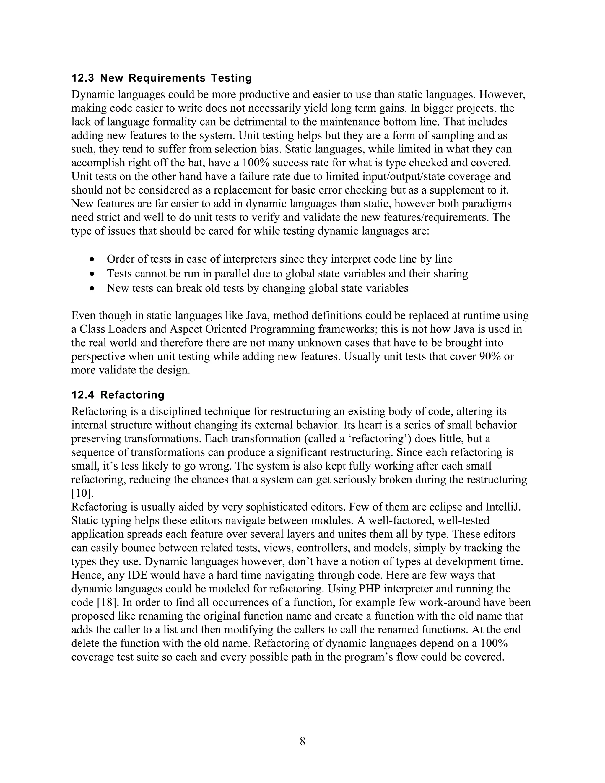 Maintenance of Dynamically vs. Statically typed Languages