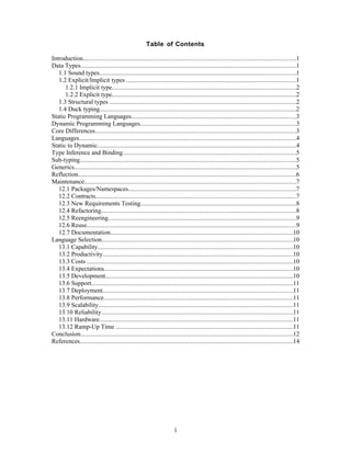 Maintenance of Dynamically vs. Statically typed Languages | PDF