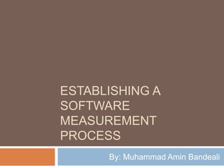 ESTABLISHING A
SOFTWARE
MEASUREMENT
PROCESS
      By: Muhammad Amin Bandeali
 