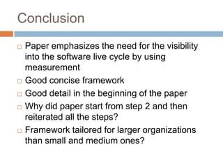 SOFTWARE MEASUREMENT ESTABLISHING A SOFTWARE MEASUREMENT PROCESS