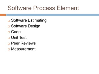 SOFTWARE MEASUREMENT ESTABLISHING A SOFTWARE MEASUREMENT PROCESS