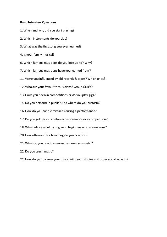 Band interview questions