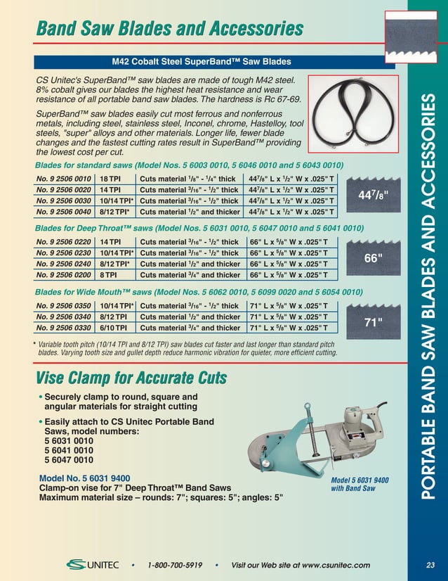 CS Unitec Band Saws Catalog Pages PDF Musical Instruments Hobbies