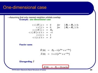 One-dimensional case -> Assuming that only nearest neighbor orbitals overlap:  